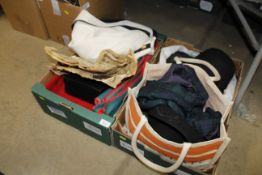 Two boxes of textiles and clothing