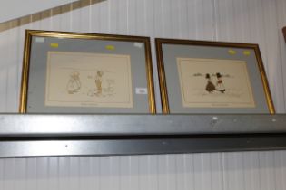 Two gilt framed cartoons; 'Ireland, an Eviction' a