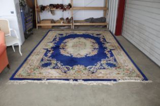 An approx. 12'11" x 9' 1" Chinese style blue patte