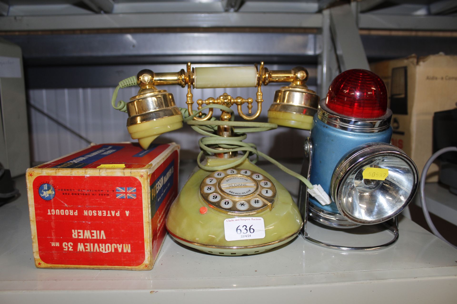 An onyx effect telephone; a Patterson viewer and a