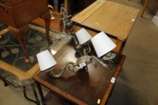 A brass three branch ceiling light