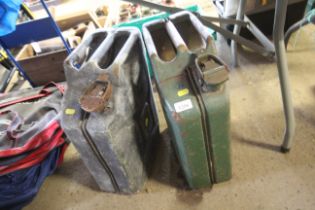 Two metal jerry cans
