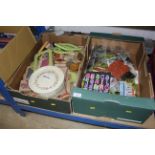 Two boxes of various rubber stamps and craft items