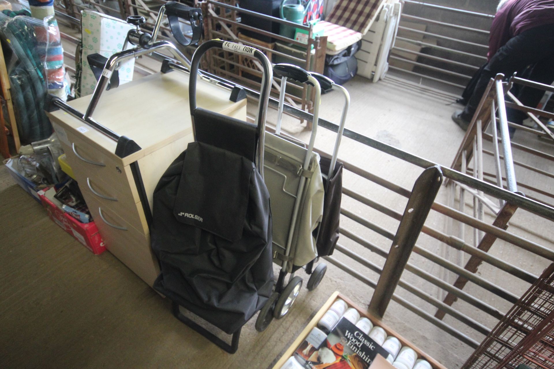 Three pull along shopping trolleys