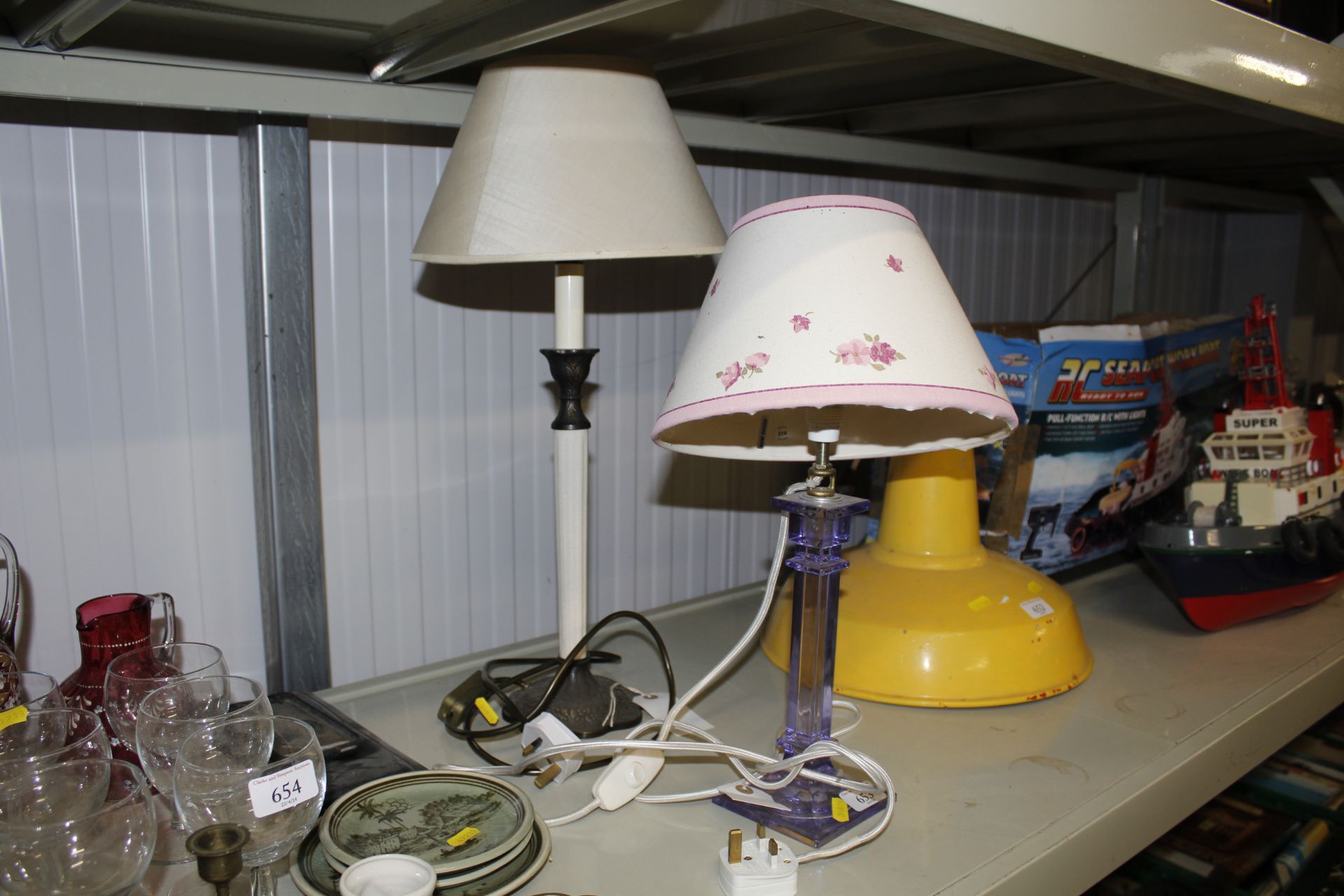 Two table lamps and shades
