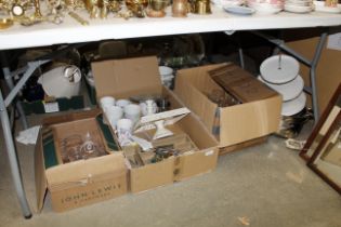 Three boxes of various glass, china and cutlery an