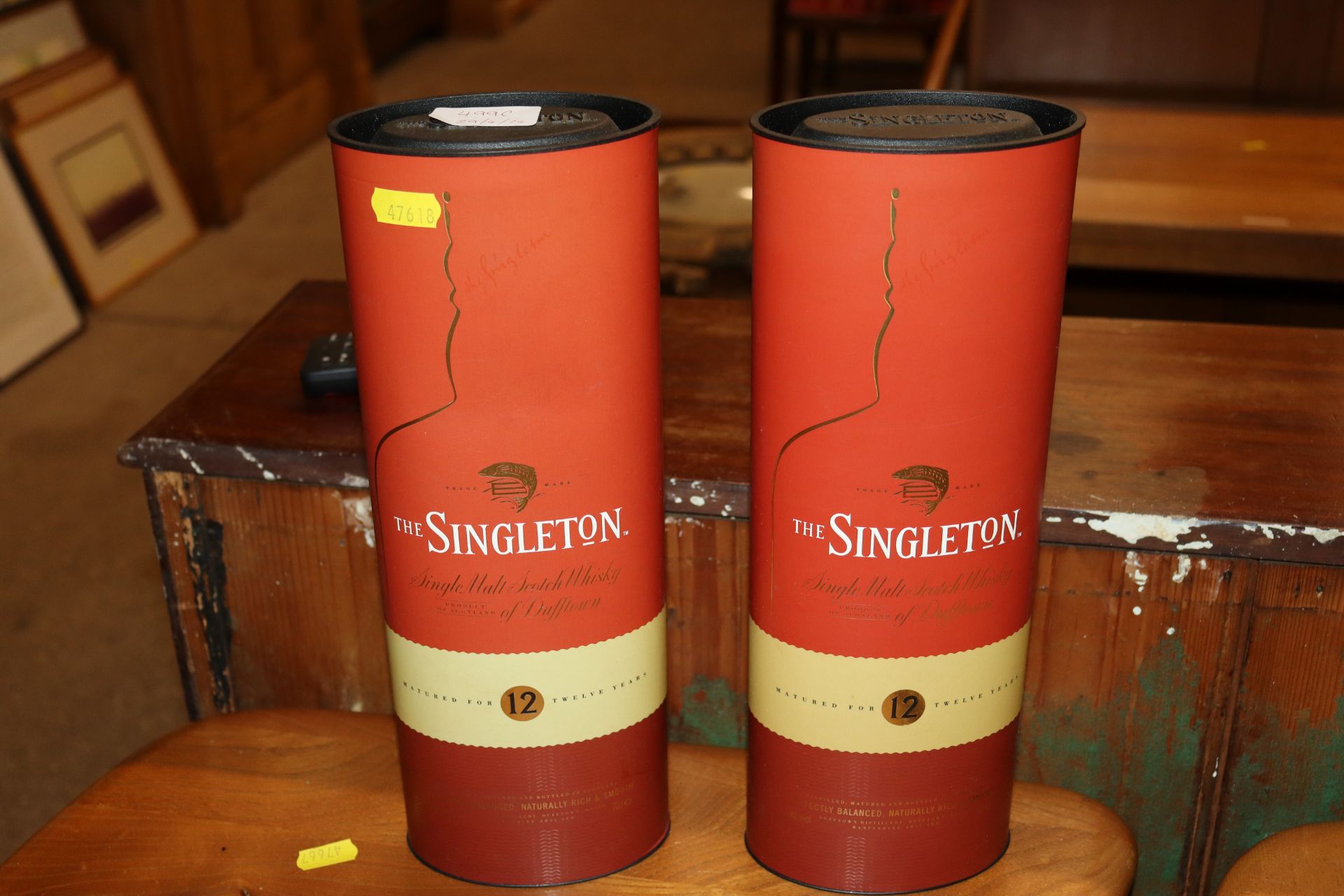 Two bottles of The Singleton single malt Scotch wh