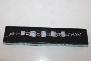 A 925 silver and blue agate set bracelet