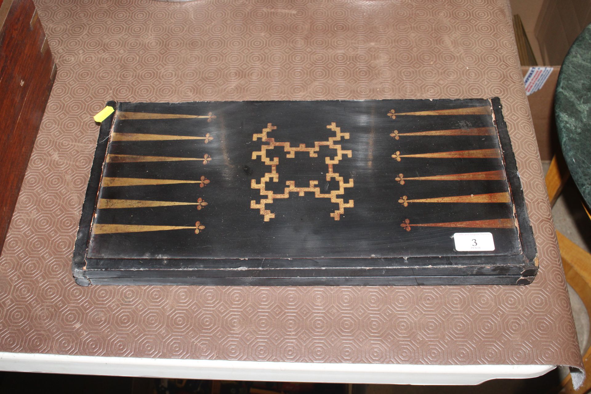 A 19th Century Chinese lacquered folding backgammo