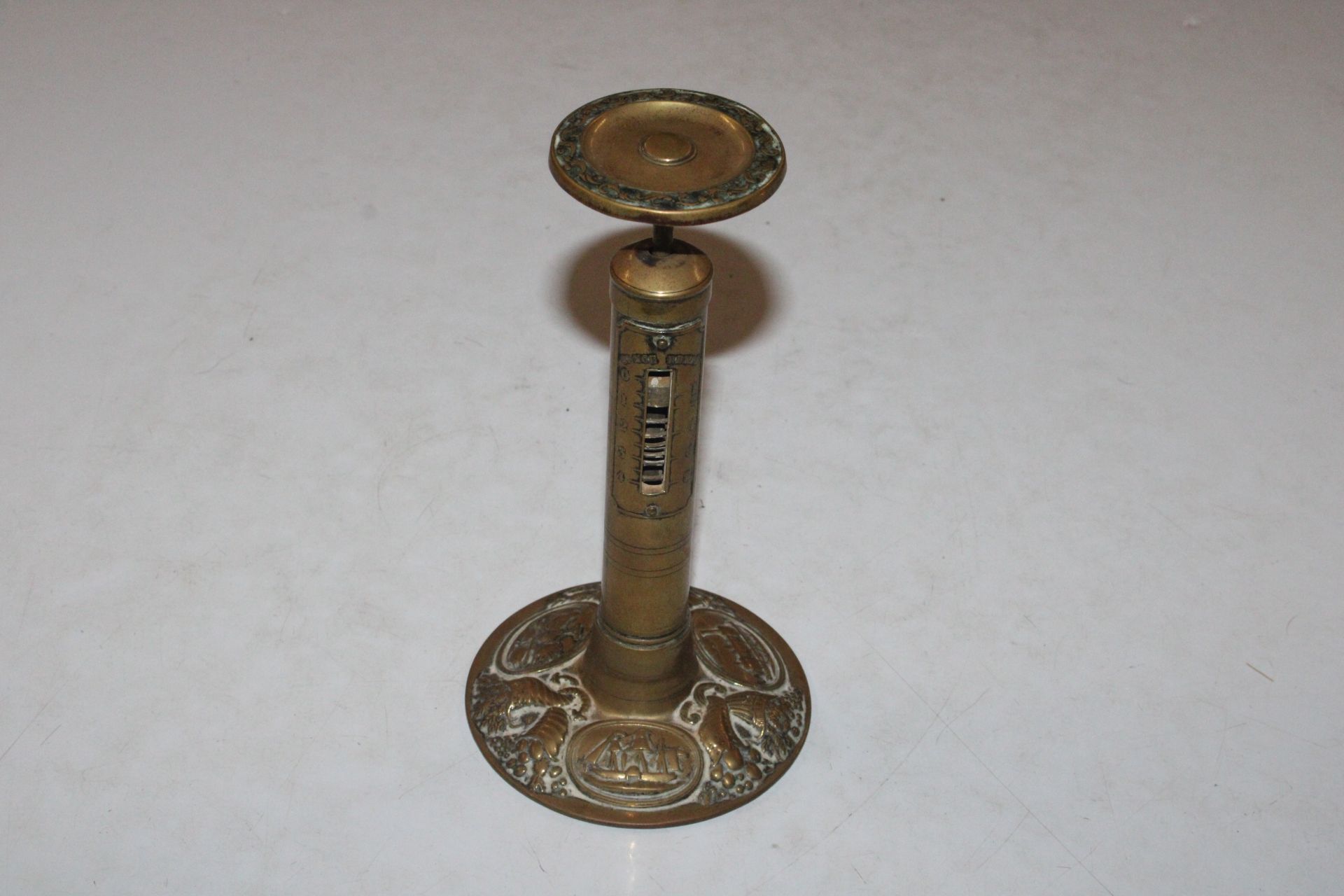 A set of brass letter balance scales