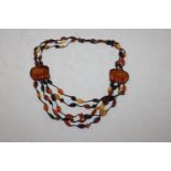 An amber beaded necklace