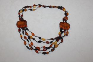 An amber beaded necklace