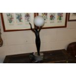 An Art Deco design figural table lamp