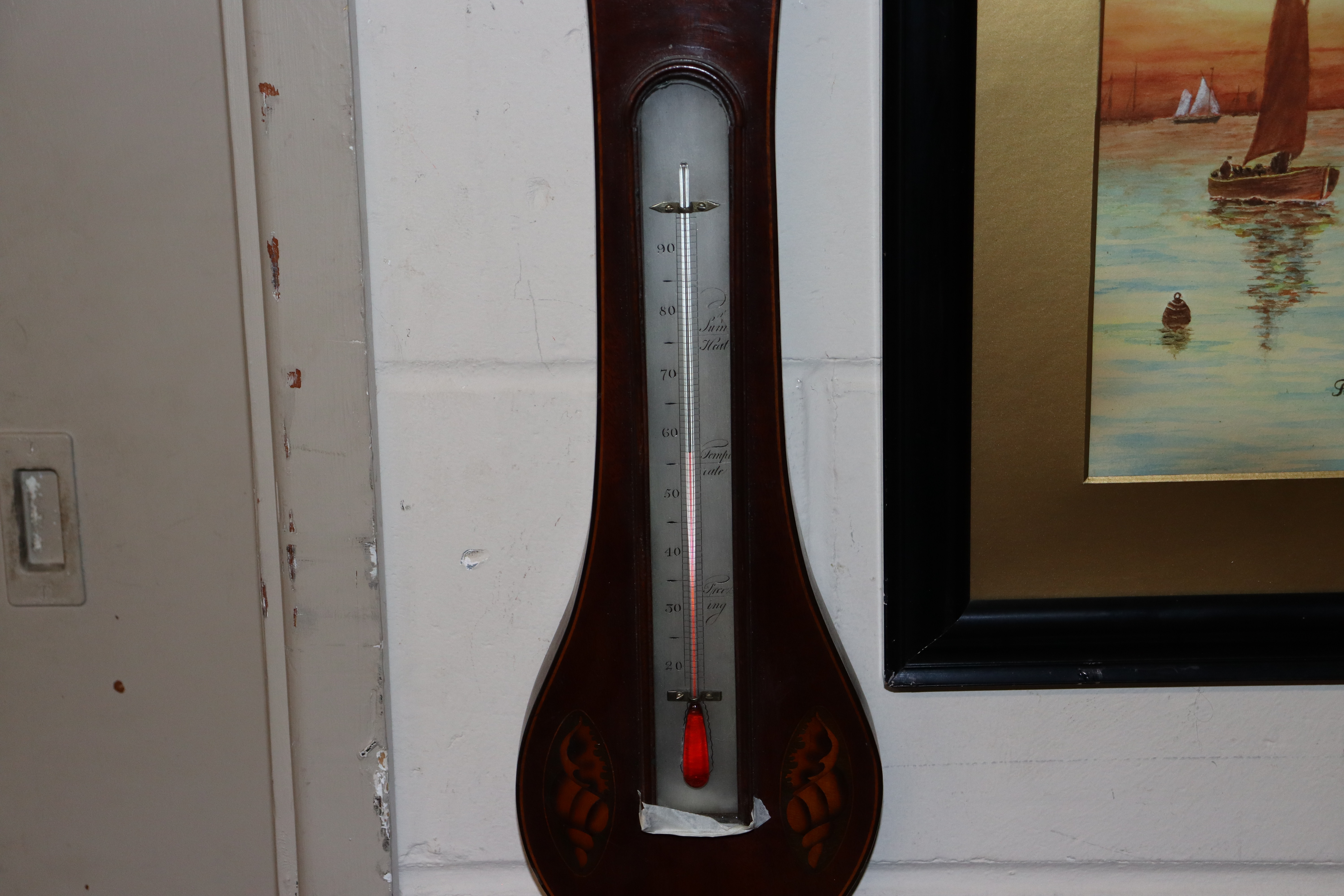 A 19th Century rosewood and inlaid banjo barometer - Image 3 of 5