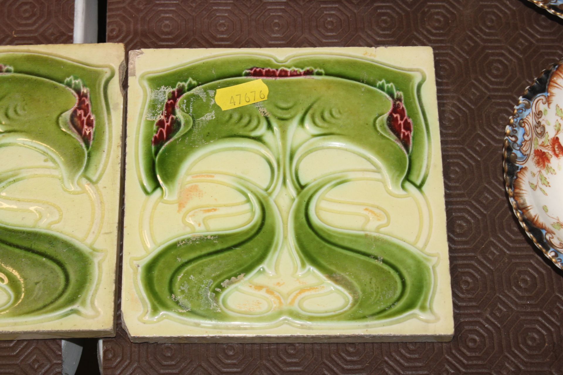 Five Art Nouveau pottery tiles - Image 2 of 8