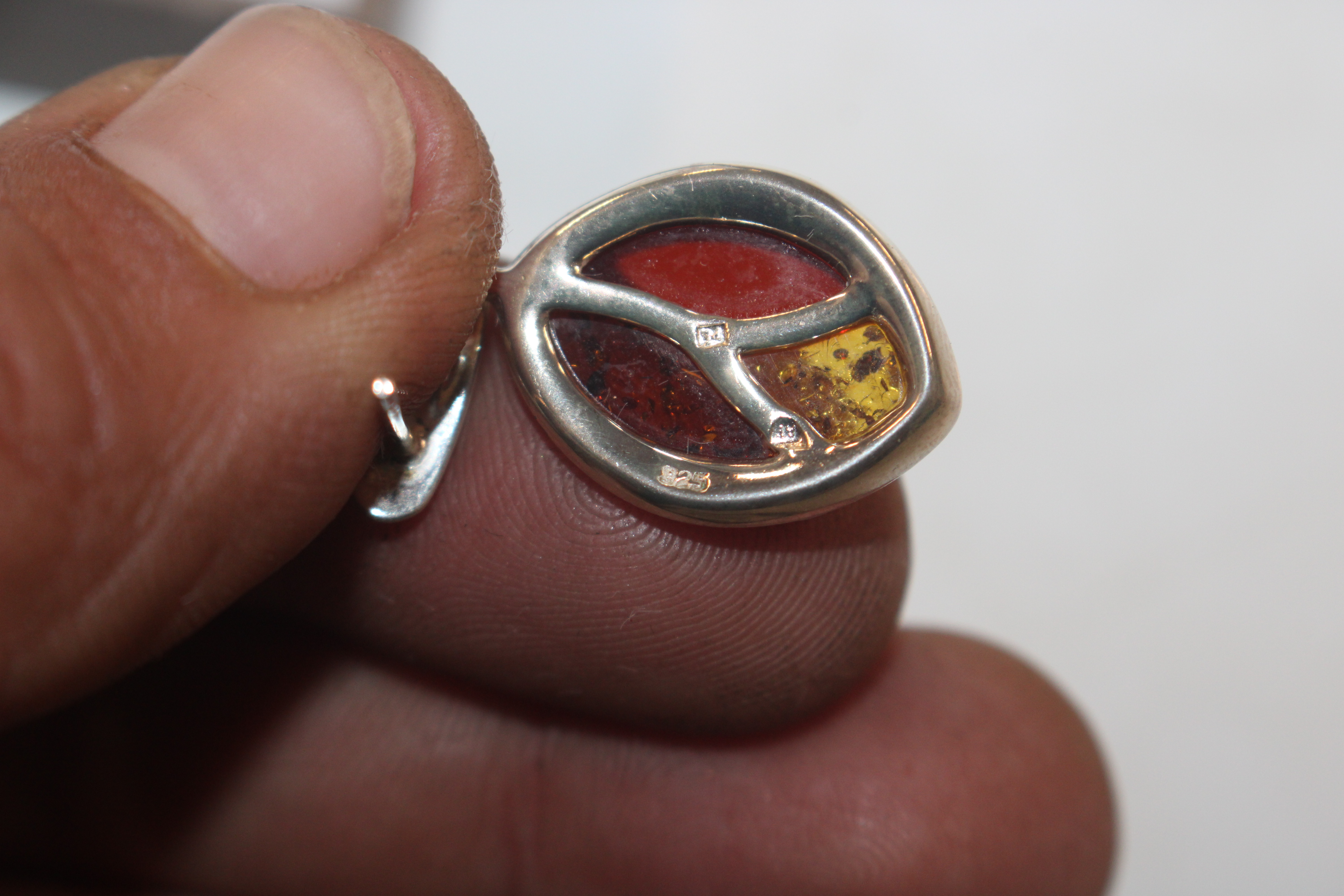 A pair of Sterling silver and amber set drop ear-r - Image 4 of 4