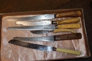 Six vintage kitchen and carving knives