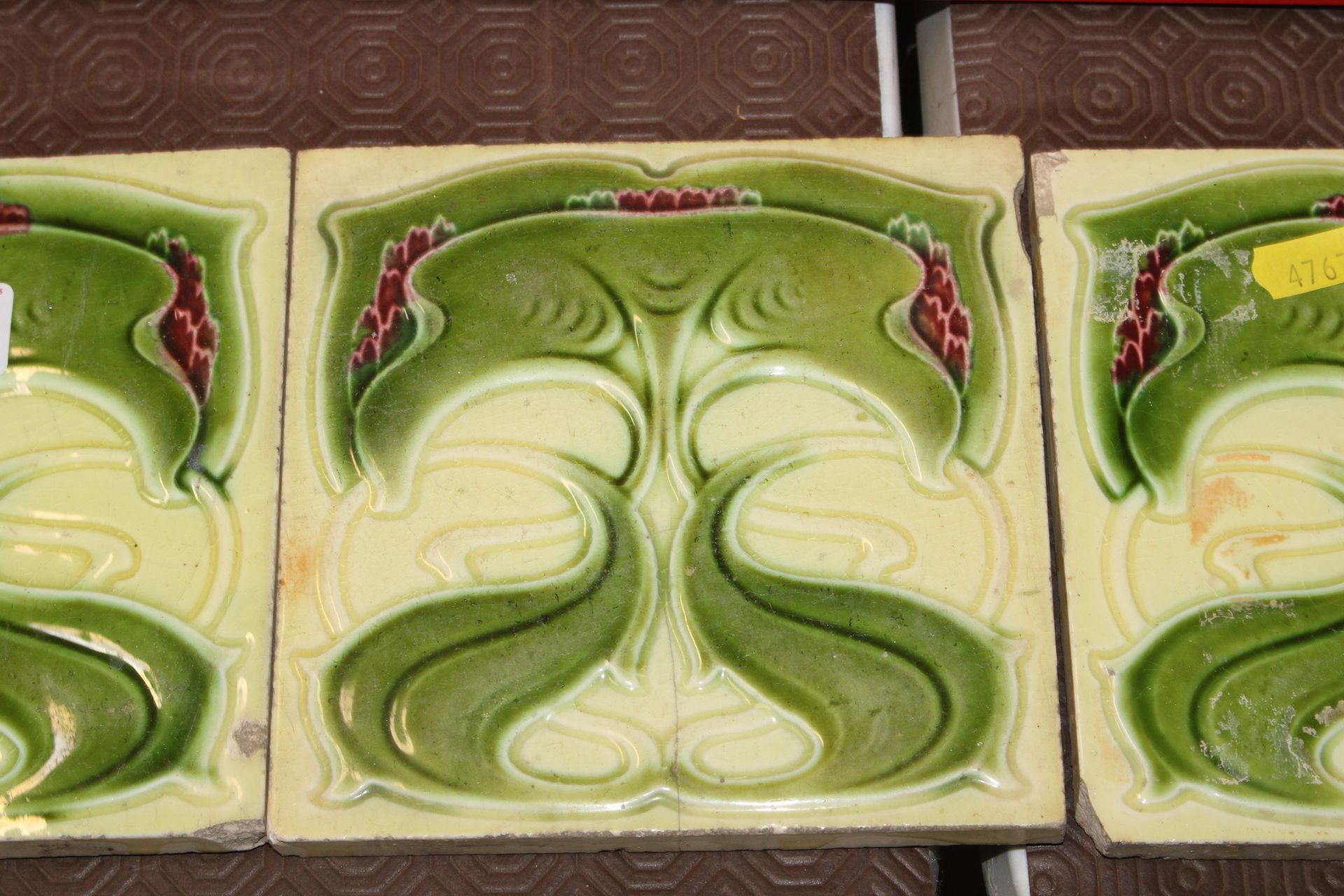 Five Art Nouveau pottery tiles - Image 3 of 8