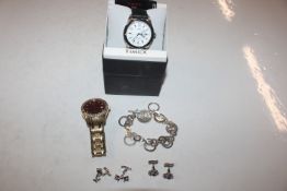 A Timex Perpetual calendar wrist watch; an Ingersoll wrist watch; and a box containing necklace