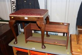 A mahogany cabriole legged dressing stool and a oa
