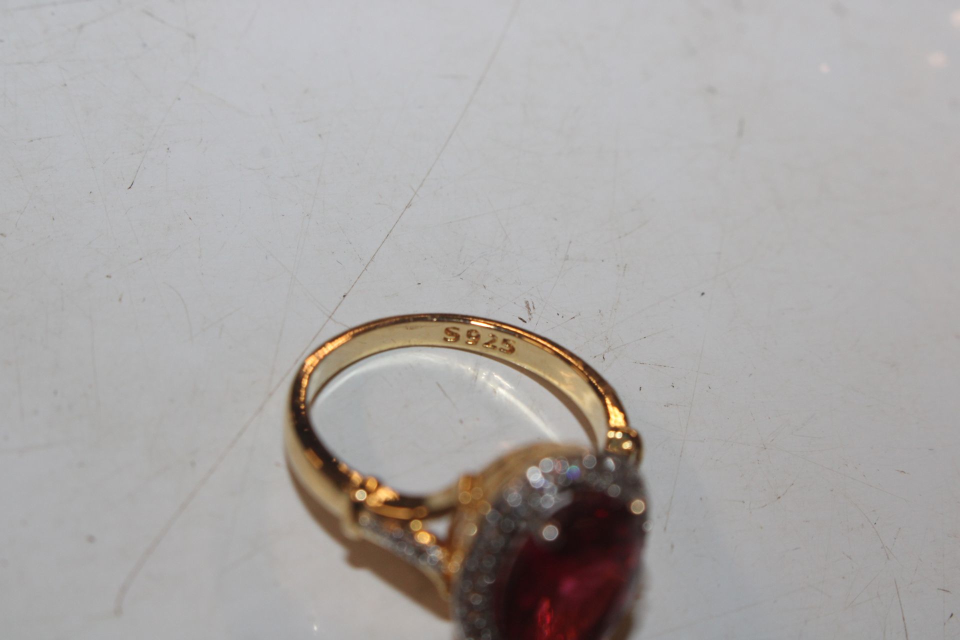 A 925 silver gilt ring set with ruby coloured ston - Image 4 of 4