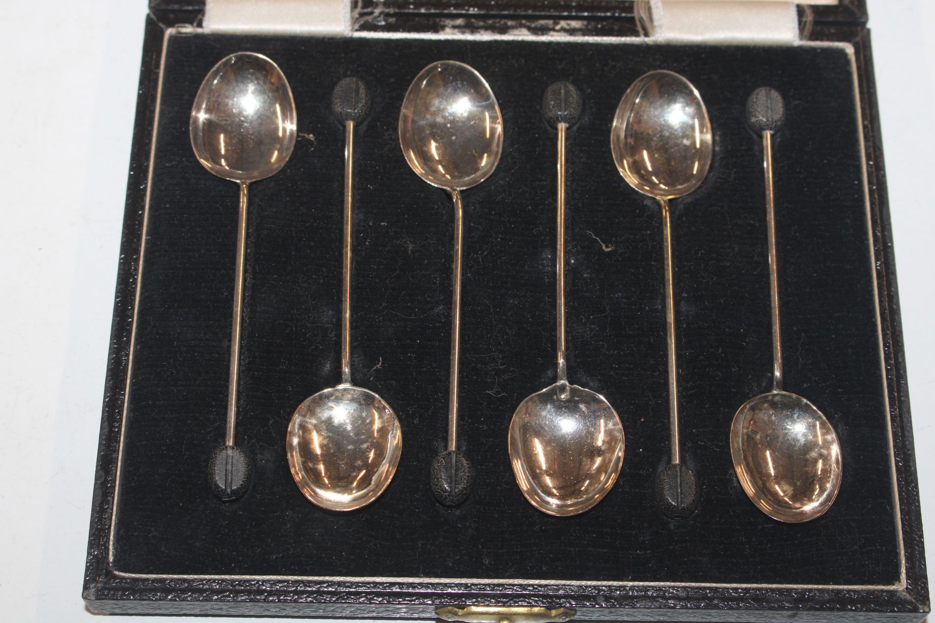 A cased set of six silver coffee spoons; a circula - Image 2 of 34