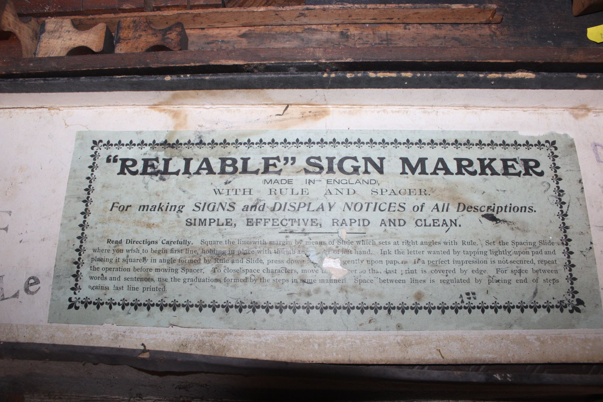 A "Reliable" sign marker printing set; and a "Fult - Image 5 of 10