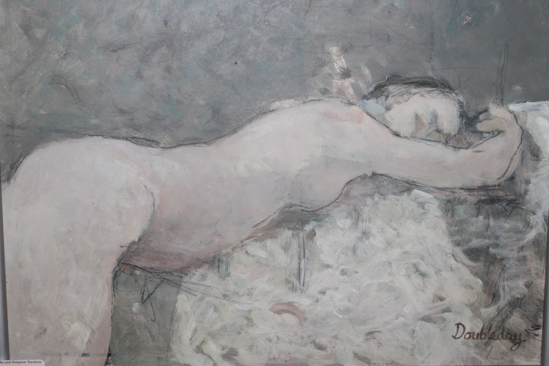John Doubleday, gouache study of a reclining nude - Image 2 of 3