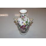 A Chelsea porcelain baluster vase decorated with b