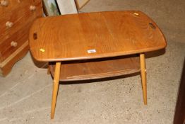 A blonde Ercol two tier coffee table with tray top