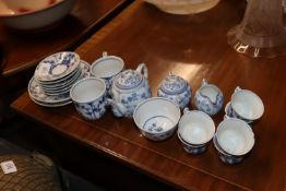 A collection of Dresden style dolls tea ware (some