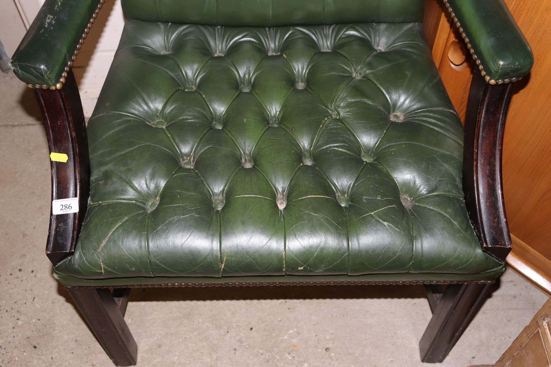 A Gainsborough type leather upholstered desk chair - Image 2 of 3