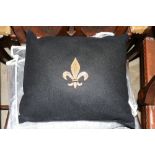 A Toye Kenning & Spencer Ltd of London gilt thread Fleur de Lys decorated cushion