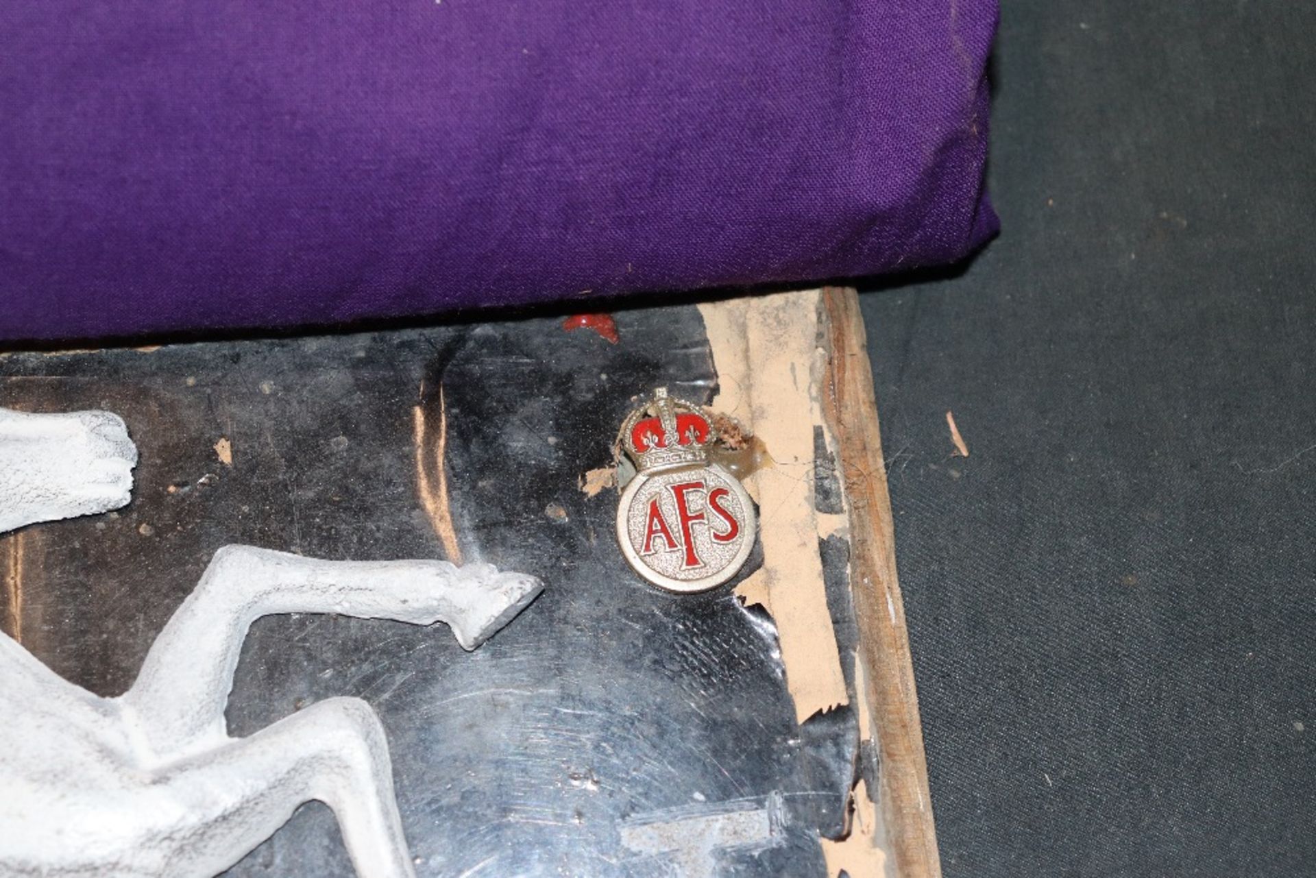 A WWII Auxiliary Fireman plaque mounted on board w - Image 2 of 2