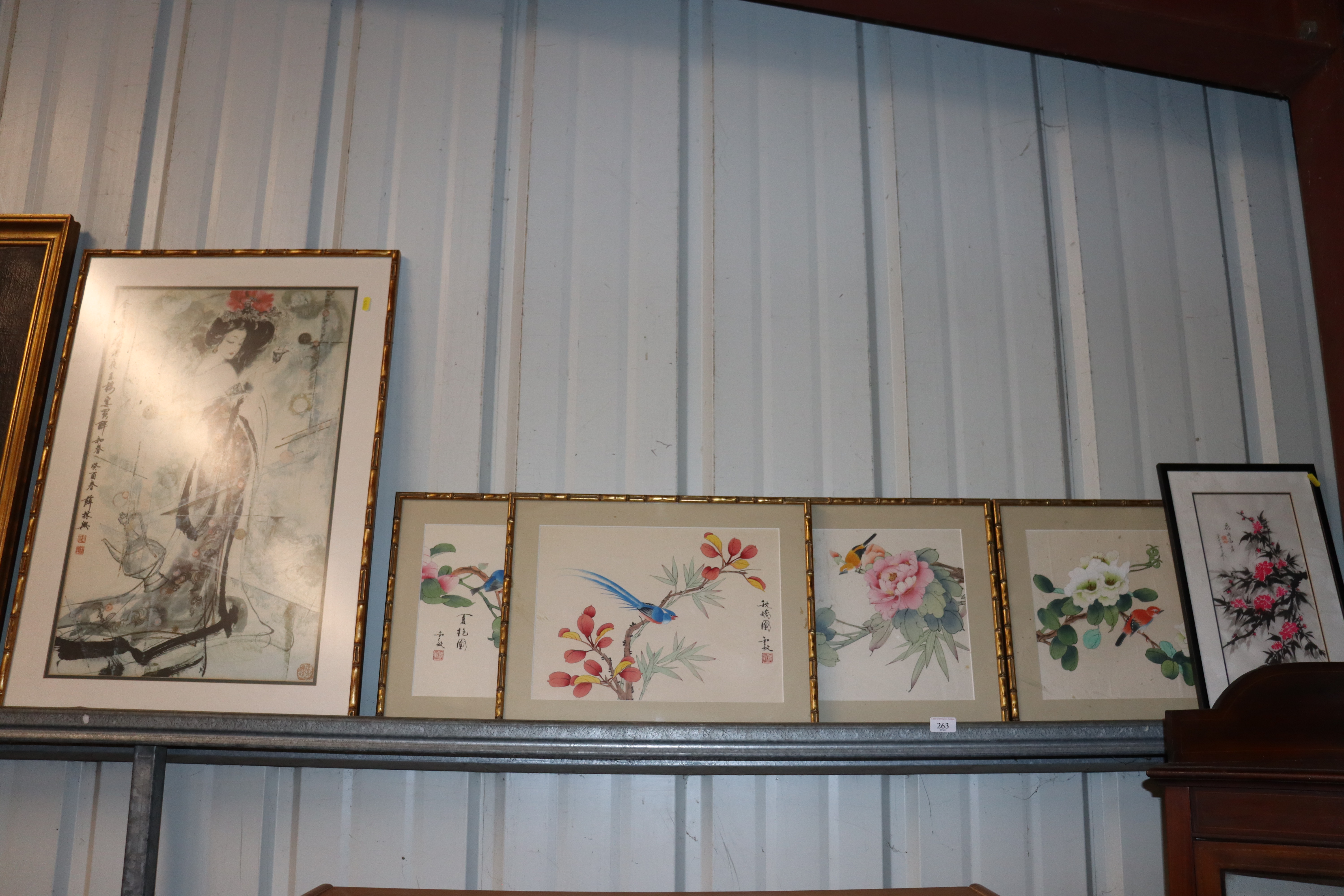 A set of four Chinese coloured floral prints in gi