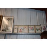 A set of four Chinese coloured floral prints in gi