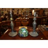 A pair of Art Nouveau design table lamps, one with