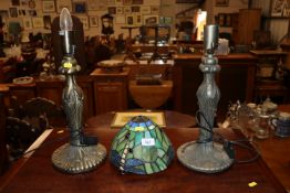 A pair of Art Nouveau design table lamps, one with