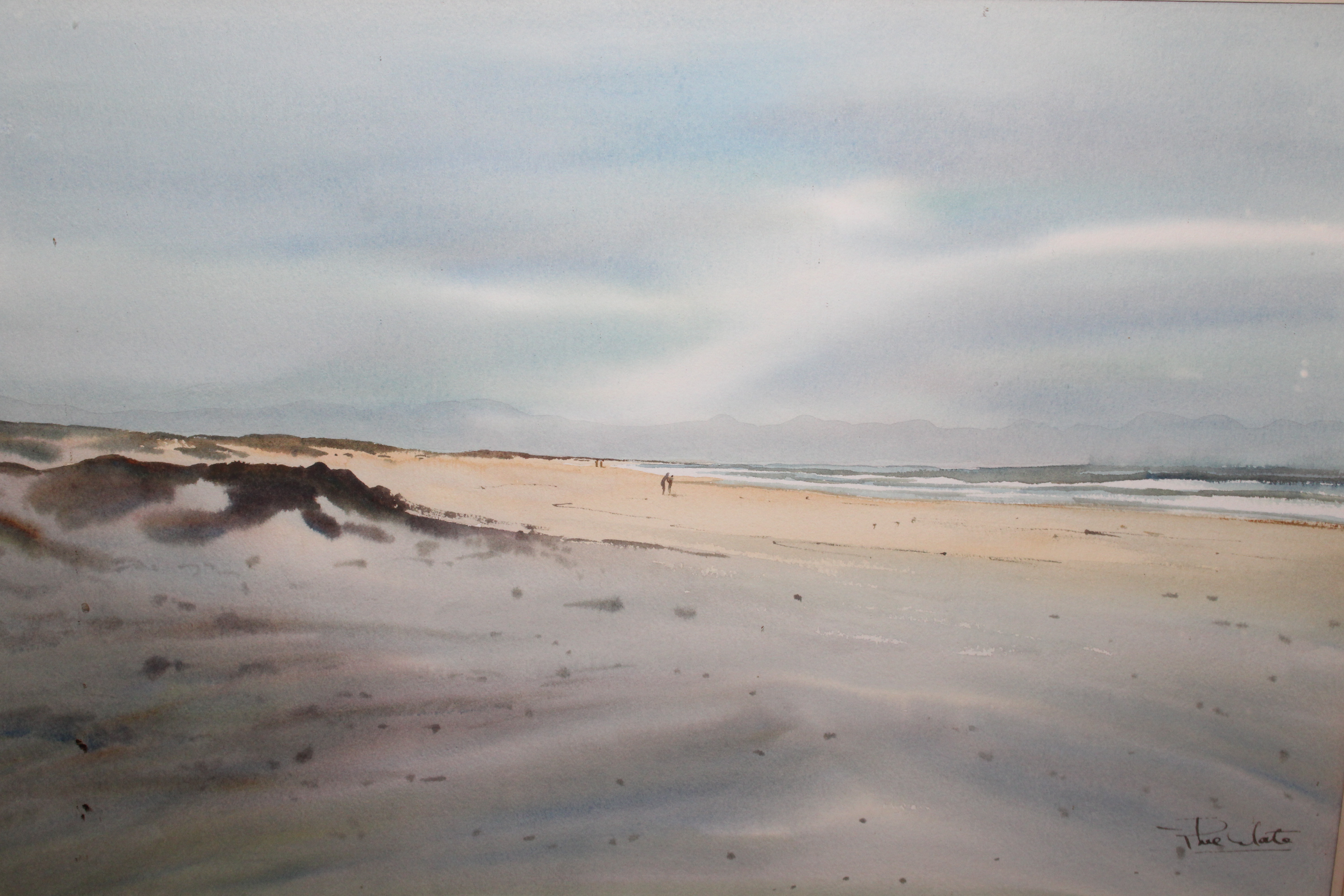 Indistinctly signed watercolour of an expansive be - Image 2 of 3