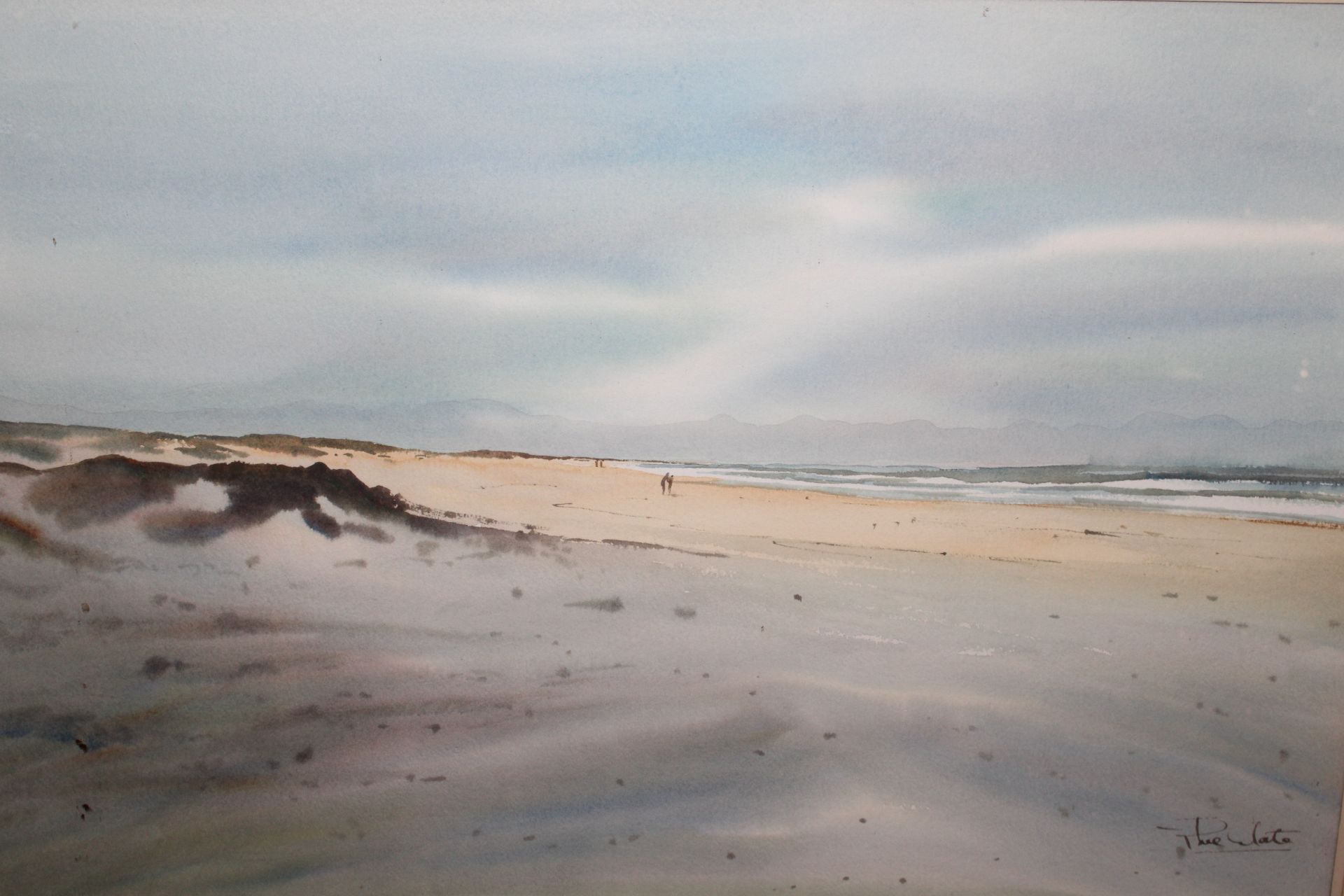 Indistinctly signed watercolour of an expansive be - Image 2 of 3