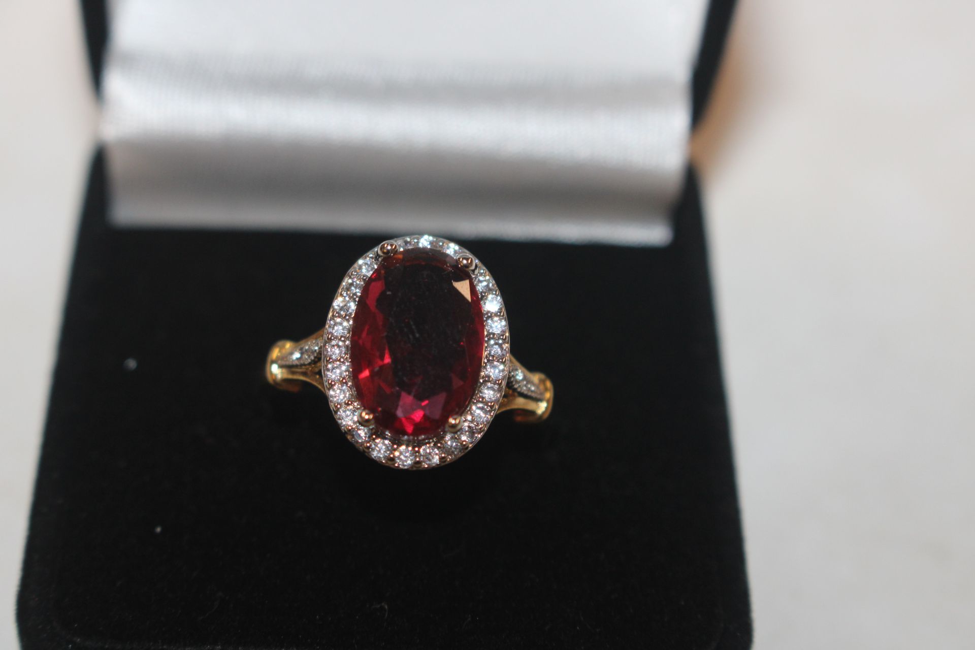 A 925 silver gilt ring set with ruby coloured ston - Image 2 of 4