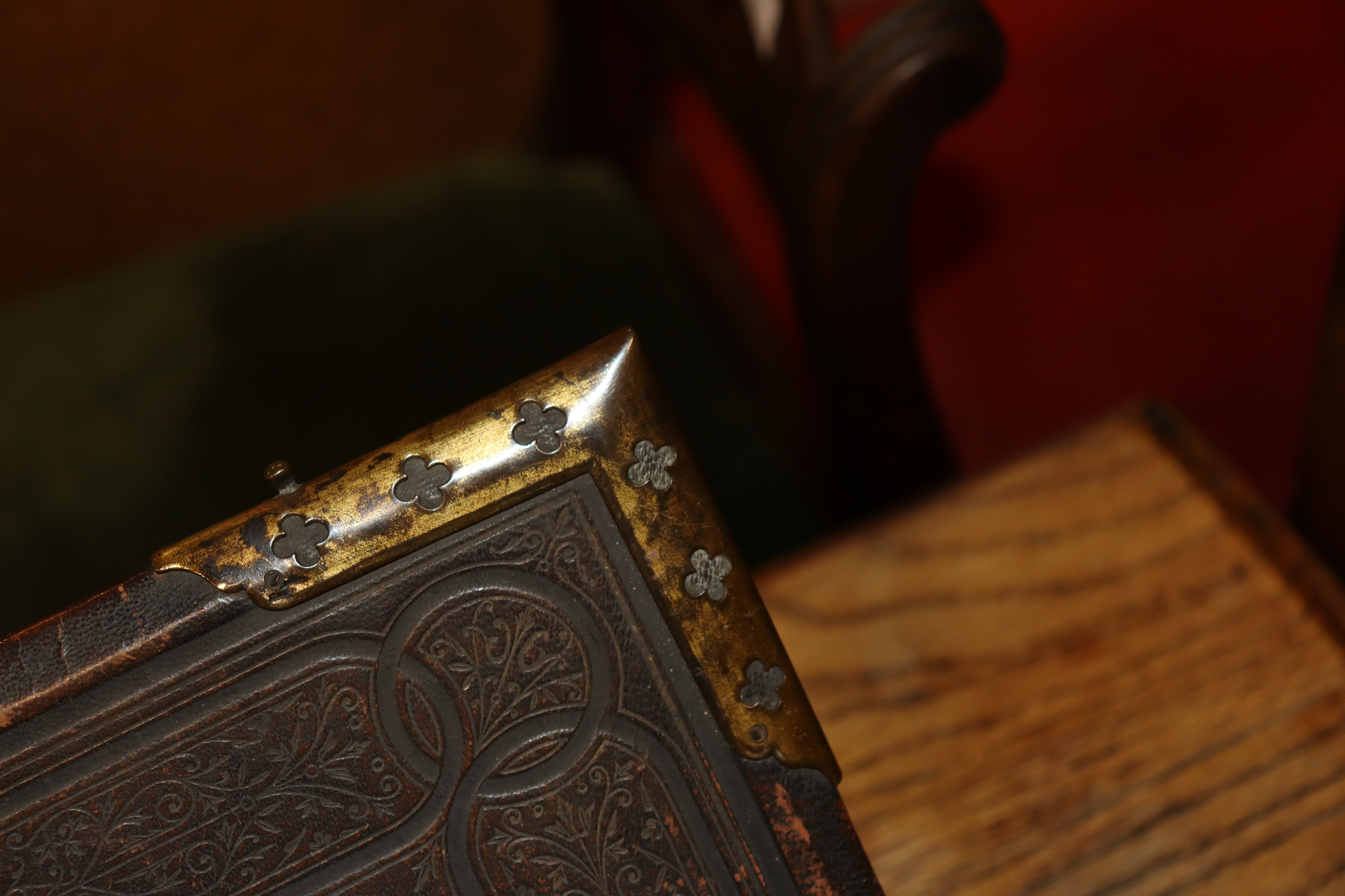 A Victorian brass mounted illustrated Bible AF - Image 2 of 4