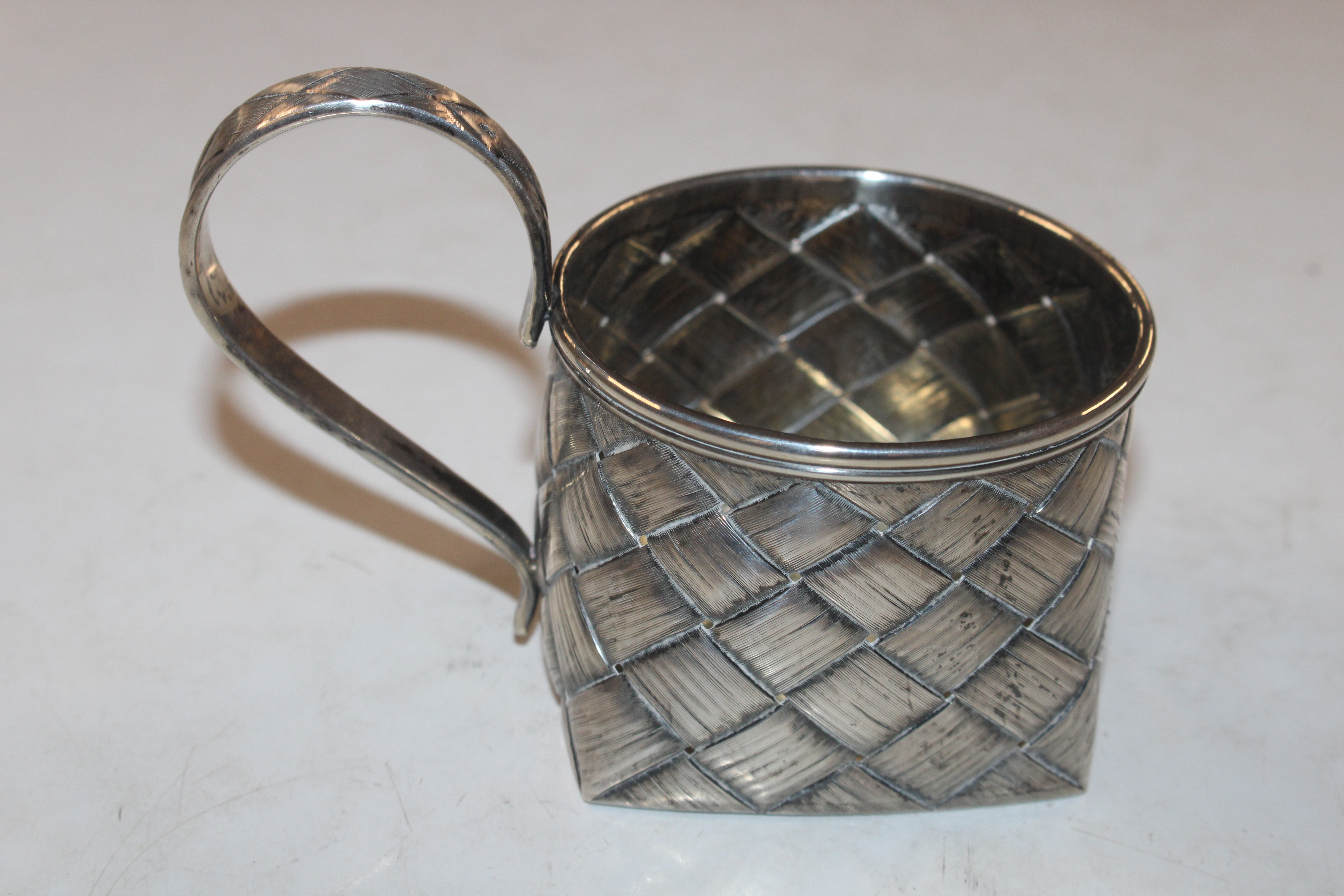 A Russian silver basket weave cup holder approx. 3 - Image 2 of 10