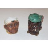 Two novelty tobacco jars (one lacking cover)