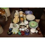 A collection of various decorative china and glass