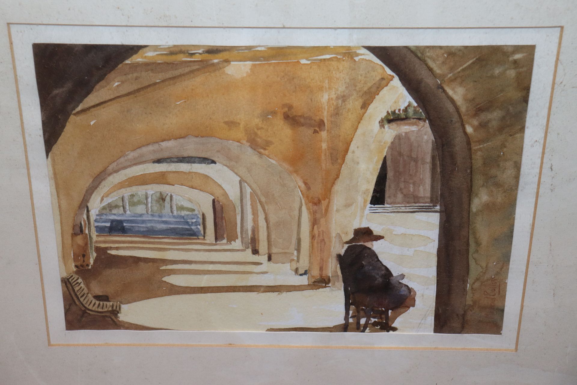 Continental school, watercolour study of a seated - Image 2 of 2