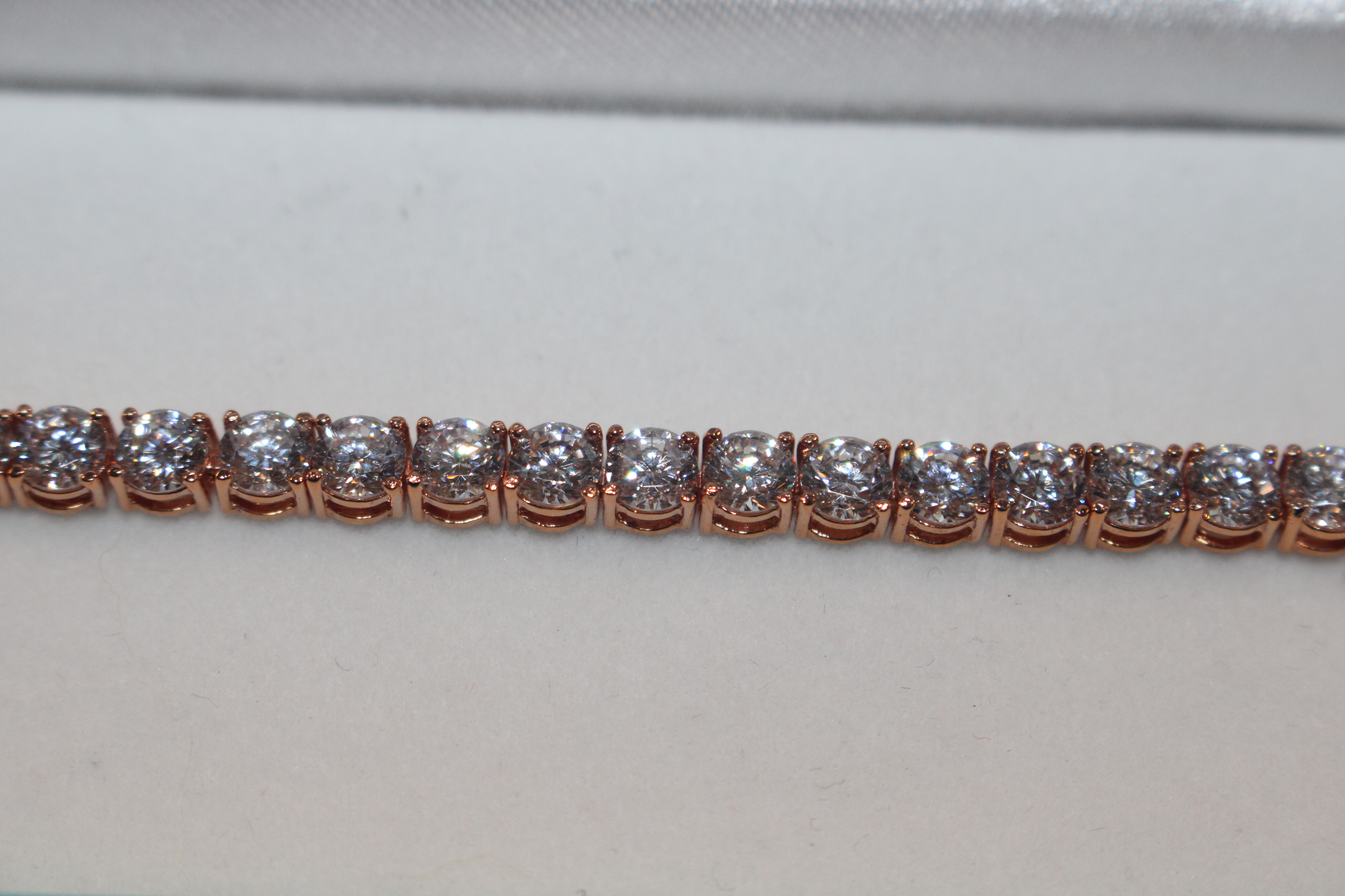 A rose Sterling silver and cubic zirconia tennis b - Image 2 of 5