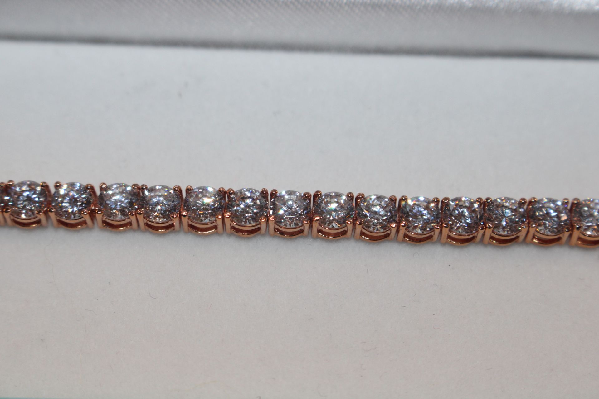 A rose Sterling silver and cubic zirconia tennis b - Image 2 of 5