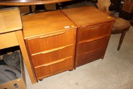 A pair of teak mid-Century three drawer bedside ch