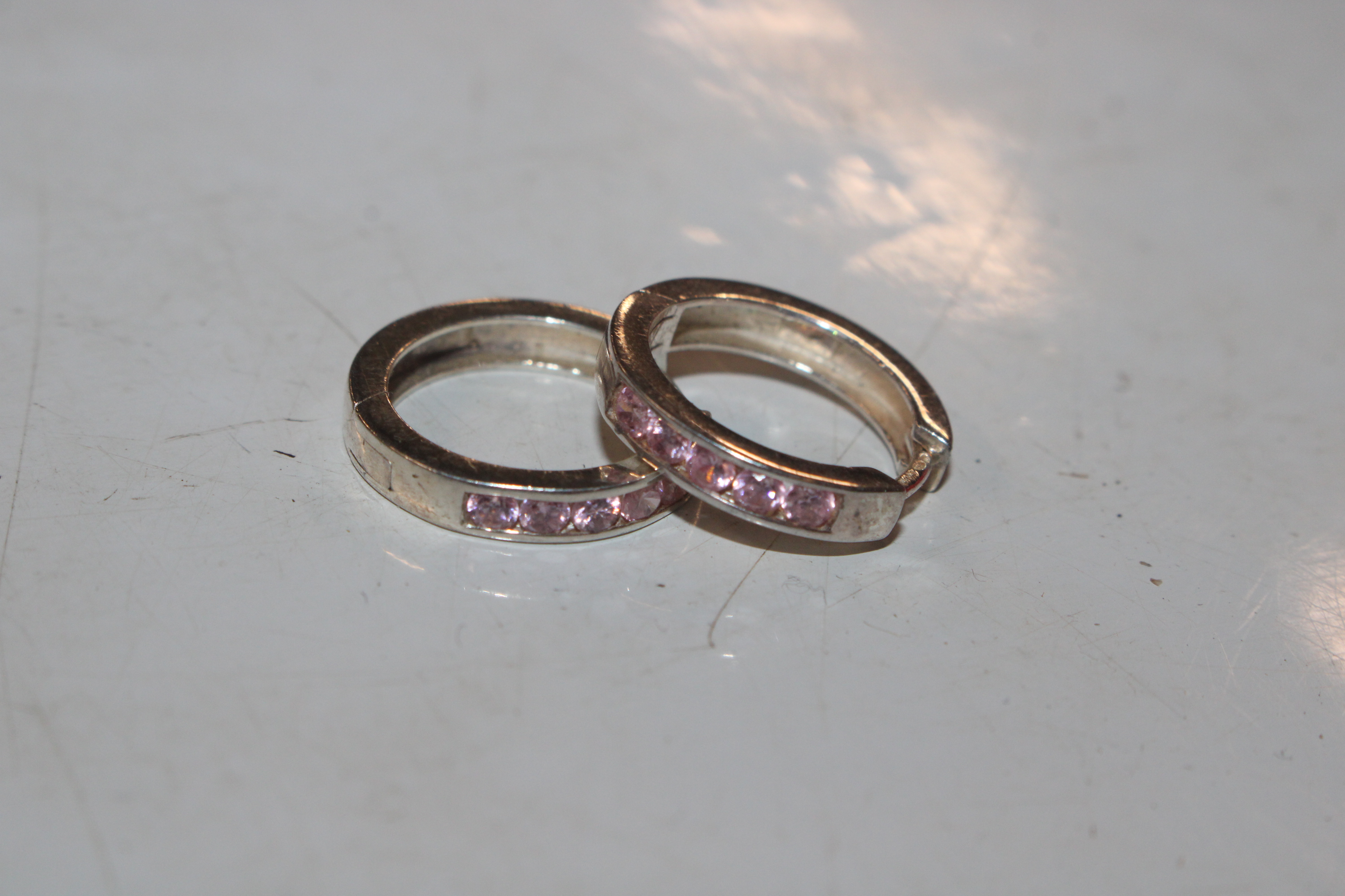 A Sterling silver and pink topaz bracelet and ear- - Image 2 of 7